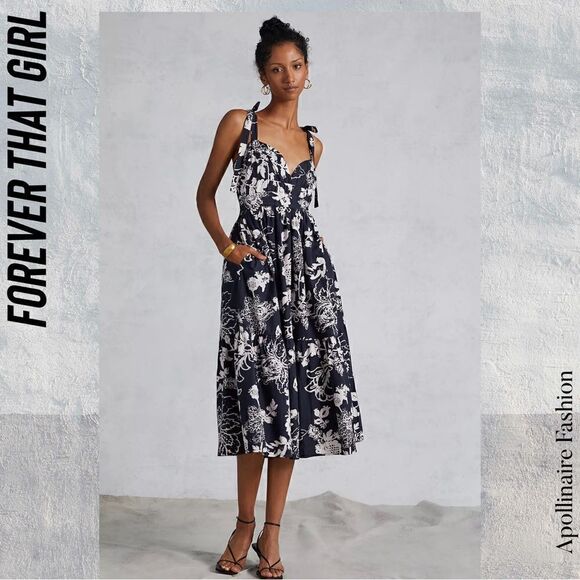 FOREVER THAT GIRL TIERED MIDI DRESS MEDIUM NWT - Picture 4 of 7